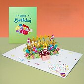 abordables Fournitures pour Fête d&#039;Anniversaire-Carte de vœux 3D pour fête d&#039;anniversaire, carte de vœux dépliable en papier sculpté fait main, joyeux anniversaire