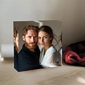 お買い得  贈り物-パーソナライズされたアクリルフォトブロック、写真付きのカスタム透明アクリルピクチャーブロック、結婚式、誕生日、父の日のギフト用の自立型アクリル記念品