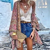 Femme Chemisier Fleur Moderne Décontractées manche longue Asymétrique Hauts longs du quotidien Vacances Sortie Imprimer Jaune Rose Claire Violet Vert Eté abordables Tops bohèmes-Femme Chemisier Fleur Moderne Décontractées manche longue Asymétrique Hauts longs du quotidien Vacances Sortie Imprimer Jaune Rose Claire Violet Vert Eté