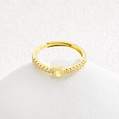 お買い得  贈り物-パーソナライズされた文字リング、お母さんへの贈り物、18Kゴールドメッキ銅リング、A-Zアルファベットデザイン、ジルコン付き調節可能なオープンバンド、女性のためのエレガントでスタイリッシュなジュエリー