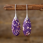 abordables Boucles d&#039;oreilles-Femmes Boucles d&#039;oreilles Poire Goutte Élégant Des boucles d&#039;oreilles Bijoux Argent / Fuchsia foncé / Brun claire Pour Mariage Soirée 1 Paire