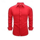 cheap Men&#039;s Non Iron Shirts-Men&#039;s Shirt Dress Shirt Button Up Shirt Solid / Plain Color Wedding Daily Black White Red Sky Blue Long Sleeve Turndown Spring &amp;  Fall Clothing Apparel Patchwork