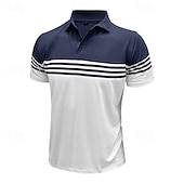 billige Color Block Polo for menn-Herre Poloskjorte i bomull Avslappet Virksomhet Ribbet polokrage Klassisk Kortermet Grunnleggende Moderne Helfarge Horisontale strips Knapper Logo Sommer Vår sommer Normal Mørkebrun Mørkerød Svart