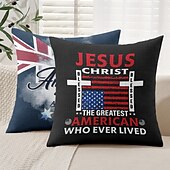 billige Ferieputetrekk-4. juli dekorative putetrekk 1PK selvstendig dag amerikansk myk firkantet sofa puteomslag putevar soverom stue sofa stol