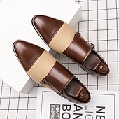 economico Formale-scarpe monk strap bicolore da uomo in marrone e beige, perfette per occasioni formali e di lavoro