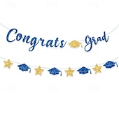 economico Decorazione di Laurea-sfondo per festa di laurea, striscioni e festoni con la scritta &quot;congratulazioni laurea&quot;, decorazioni per cerimonia di laurea, gagliardetti e striscioni appesi per festa