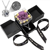 preiswerte Partybedarf-konservierte rote echte Rose mit Herz „Ich liebe dich“-Halskette – ewige Blumen, Rosen, Geburtstagsgeschenke für Frauen, ihre Mutter, Ehefrau, Freundin, Oma, zum Valentinstag, Muttertag, Weihnachten,