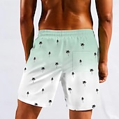 cheap Tropical Plants &amp; Flowers-Men&#039;s Coconut Tree Gradient Color Lined Shorts 2 in 1 Board Shorts Swim Trunks Mid Waist Hawaiian Beach Wear Side Pockets With Compression Liner Elastic Drawstring Waist Designer Clothing Apparel