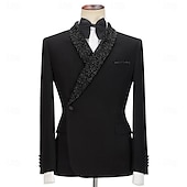 abordables Dîner de fête-Costumes de soirée pour hommes smokings costumes de retour à la maison noir bordeaux luxe formel couleur unie coupe standard 2 pièces simple boutonnage un bouton