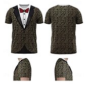 economico Magliette 3D-Per uomo Smoking Costume Maglietta Manica Corta maglietta Stampa 3D Girocollo Camicia Esagerato Designer Feste Ferie Club Nero Estate Primavera Abbigliamento S M L XL XXL XXXL