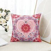 cheap Boho Style-Mandala Bohemian Heart Decorative Toss Pillows Cover 1PC Soft Square Couch Cushion Case Pillowcase for Bedroom Livingroom Sofa Chair