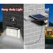 abordables luz del gabinete-Lámpara solar de pared para exteriores, instalación portátil, rango de iluminación conveniente, carga solar de múltiples ángulos, adecuada para patios, cercas de villas, luces solares con clip