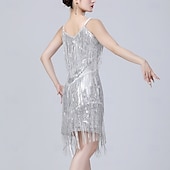 cheap Practice Dresses-Latin Dance Dress Tassel Pure Color Splicing Women's Performance Training Sleeveless High Polyester