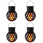 cheap Landscape Lights-4 Pcs Led Outdoor Solar Lights Patio Lights Powered Small Hanging Ball Flame Lamp Hollow Hanging Lamp Tree Branch Atmosphere Led Lamp Courtyard Garden Pendant Light