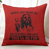 billiga Kuddfodral för semester-Påsk Jesus Dekorativa Kuddöverdrag 1PC Mjukt Fyrkantigt Soffkuddcase Kuddöverdrag för Sovrum Vardagsrum Soffa Stol Röd Grön Grå