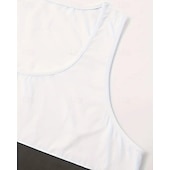 billige Treningsskjorter uten armer-Herre Singleter Vest topp Underskjorte Ermeløs skjorte Ermeløs Crewneck Sommer Fargeblokk Mote Designer Feriereise Gate Ut på byen Svart Hvit Gul Topp T-skjorte for menn