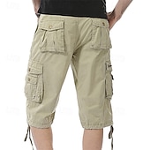 baratos Clássico-Homens Bermuda Cargo Calção Shorts de verão Bolso multi Bolso com aba Tecido Conforto Vestível Comprimento do joelho Ao ar livre Esporte Diário Moda Casual Preto Vinho