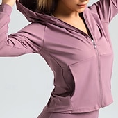 economico Tute da ginnastica-Per donna T-shirt da corsa Cerniera Tasche Manica lunga Felpa con cappuccio Informale Athleisure Traspirante Asciugatura rapida Allenamento in palestra Corsa Marcia abbigliamento sportivo