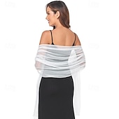 voordelige bruiloft gast wraps-Damesomslag Elegant Mouwloos Polyester Bruiloftsomslagen Met Pure Kleur Voor Feest Lente zomer