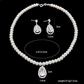 abordables Parures de Bijoux-Boucles d&#039;oreilles en forme de goutte d&#039;eau plaqué argent avec collier en perles