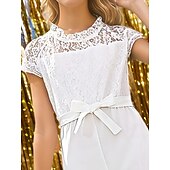 cheap Sets-Kids Girls&#039; Overall &amp; Jumpsuit Solid Color Fashion Lace School 7-13 Years Summer White