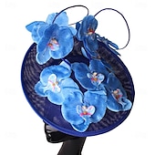 זול פאסינאטורים וכובעים-אביזר לשיער פשתן פו חתונה מסיבת ערב אלגנטית חתונה עם פרח כיסוי ראש כיסוי ראש