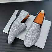 levne Pánské nazouváky a mokasíny-pánské plesové boty - zlaté třpytivé slip-on mokasíny pro okouzlující večerní nošení