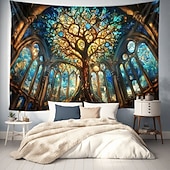 olcso Az élet fája falikép-Az Élet fája függő faliszőnyeg Fali művészet Nagy faliszőnyeg Fali dekoráció Fénykép háttér Takaró Függöny Otthon Hálószoba Nappali díszítés Ólomüveg Katedrális