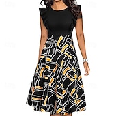 preiswerte Kleider-1950er Gerüscht Vintage inspiriert Midlänge Kleid Damen Alltagskleidung Date Party &amp; Abend Erwachsene