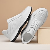preiswerte Lässig-klassische weiße Leder-Sneaker für Herren mit dezenten Nähten – vielseitiges Schuhwerk für den Alltag und Freizeitausflüge
