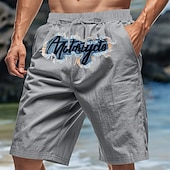 economico Vacanza-Per uomo Shorts Shorts di Lino Pantaloncini Estivi Shorts da Spiaggia Ricamato Coulisse Elastico in vita Semplice Comodità Traspirante Lunghezza al ginocchio All&#039;aperto Quotidiano Spiaggia Moda