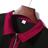 voordelige Klassieke polo voor heren-Voor heren Polo met kwartrits Golfshirt Dagelijks Feestdagen Kwart ritssluiting Korte mouw Modieus Basic Kleurenblok Lapwerk Zomer Lente Normale pasvorm Licht Blauw Zwart Wit Wijn Marineblauw Oranje