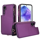 Недорогие Чехлы для Samsung-телефон Кейс для Назначение SSamsung Galaxy S24 Ultra Plus S24 ФЭ S23 S22 S21 S20 Ultra Plus FE S25 S25 Плюс S25 Ультра Кейс на заднюю панель со стендом Молния с ремешком Ретро ТПУ Кожа PU