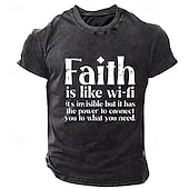 levne Pánské grafické tričko-Pánské tričko Faith Is Like WiFi It&#039;s Not Visible But It Has The Power To Connect You To What You Need Tričko Tee Omyté Tričko Bavlněné Krátký Rukáv Grafický Top Módní Designer Oblečení
