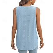 abordables Chemises et blouses-Femmes Chemisier Uni Moderne Occasionnel Sans manches Col en V Hauts Réguliers Quotidien Fête Sortir Asymétrique Vert herbe Noir Blanche Rose Claire Bleu Été