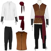 levne oblečení-Retro Středověké Renesanční Cosplay kostým Úbory Semišová vesta Pirát Rytíř Šňůrky Maškarní kostým Pánské Pirát předvečer Všech svatých Karneval Plesová maškaráda Karneval LARP Ren Faire Dospělé