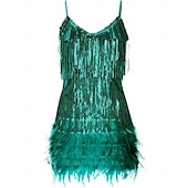 billiga Klänningar-Glada 20-talet 1920-talet Flapper-klänning Klänningar Den store Gatsby Tofs Fjäder Tofs Fjädrar Maskeradkläder Dam Maskerad Bröllop Bröllopsgäst Fest / afton Vuxen Klänning Hemkomstklänningar