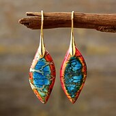 voordelige Oorbellen-Dames Oorbel Peer Bladvorm Stijlvol oorbellen Sieraden Donkergeel / Zwart goud / Zwart en Zilver Voor Bruiloft Feest 1 paar