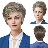 economico Parrucche da festa-Parrucca Sintetica Riccio Liscio Kinky Asimmetrico Con Fascia Fatto a macchina Parrucca 10 pollici A1 Capelli Sintetici Per donna Classico Confortevole Gradiente di colore Multicolore