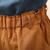 baratos Retrô-Homens Calças Capri Shorts de linho Shorts de verão Bolsos Com Cordão Cintura elástica Tecido Comprimento da panturrilha Ao ar livre Diário Para Noite Moda Roupa de rua Amarelo Azul Real Sem