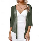 voordelige moeders wikkels-Damesomslag Elegant 3/4 mouw Chiffon Bruiloftsomslagen Met Pure Kleur Voor Feest Lente zomer