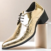 baratos Formal-sapatos masculinos para baile de formatura - oxfords de couro sintético com padrão floral azul vibrante para uso formal e de festa
