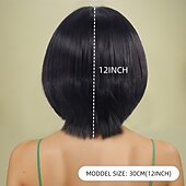 levne Syntetické trendy paruky-Syntetické paruky Volný Rovné, yaki Asymentrický střih Hluboké rozdělení na stroji Paruka 12&quot; A1 Umělé vlasy Dámské Střední část Klasické Pohodlné Černá