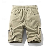 cheap Classic-Men's Cargo Shorts Shorts Summer Shorts Drawstring Elastic Waist Zipper Pocket Plain Comfort Wearable Knee Length Outdoor Sport Daily Fashion Casual Black Brown