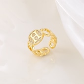 voordelige Geschenken-gepersonaliseerde letterring, cadeau voor moeder, 18k vergulde koperen ring, glad hartontwerp, verstelbare open band met zirkoon, stijlvolle en veelzijdige sieraden voor vrouwen