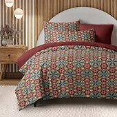 baratos 100% algodão-Conjunto de Capa de Edredom Boêmio 100% Algodão Suave e Respirável Roupa de Cama com Impressões Cobertor Leve e Durável Confortável para Todas as Estações Fácil de Cuidar