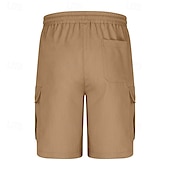 baratos Clássico-Homens Bermuda Cargo Calção Shorts de verão Com Cordão Cintura elástica Bolso multi Tecido Conforto Vestível Comprimento do joelho Ao ar livre Esporte Diário Moda Casual Preto Azul
