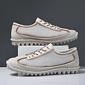 economico Sneakers da uomo-scarpe casual da uomo con lacci fatte a mano color bordeaux e grigio – scarpe da passeggio in pelle vintage
