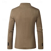 abordables Blazers Clásicos para Hombres-Hombre Graduación chaqueta Negocio Fiesta de Cóctel Fiesta de Boda Moda Casual Primavera Otoño Poliéster Plano Botones Bolsillo Cómodo Botonadura Simple Chaqueta de sport Negro Blanco Rojo Color Caquí