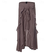 cheap Bottoms-Retro Vintage Medieval Steampunk Skirt Pirate Ruffle Asymmetric Hem Women&#039;s Pirate Fantasy Halloween Carnival Casual Daily Music Festival Ren Faire Adults&#039; Skirt Spring &amp; Summer